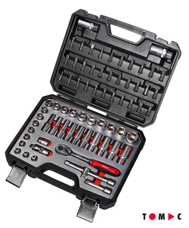 Promo Steckschlüssel Koffer Set 164-tlg. aus 3 Koffer 1/4" 3/8" 1/2" & Akku LED Baustrahler 10W / 1000 lm gratis dazu