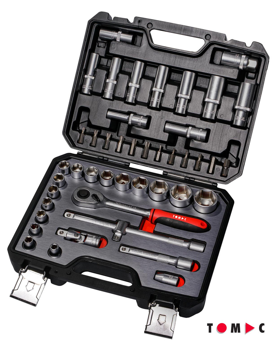 Promo Steckschlüssel Koffer Set 164-tlg. aus 3 Koffer 1/4" 3/8" 1/2" & Akku LED Baustrahler 10W / 1000 lm gratis dazu