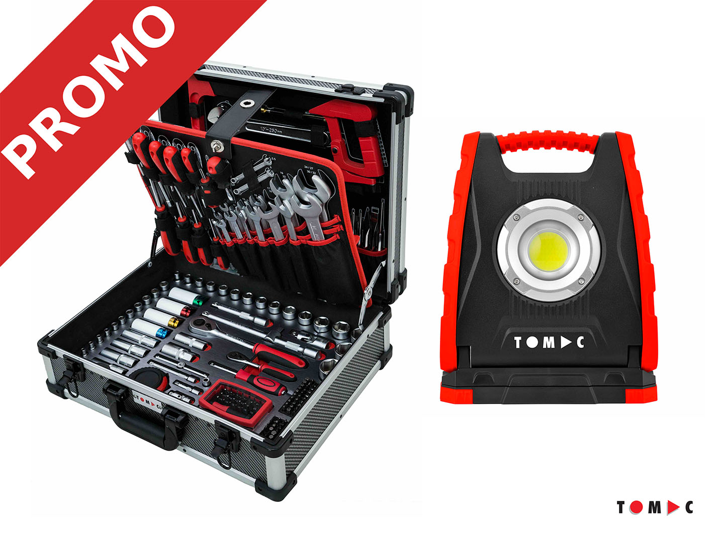 Promo 2025-2 Universal Alu Werkzeug Koffer 283-tlg. & Akku LED Baustrahler 10W / 1000 lm gratis dazu