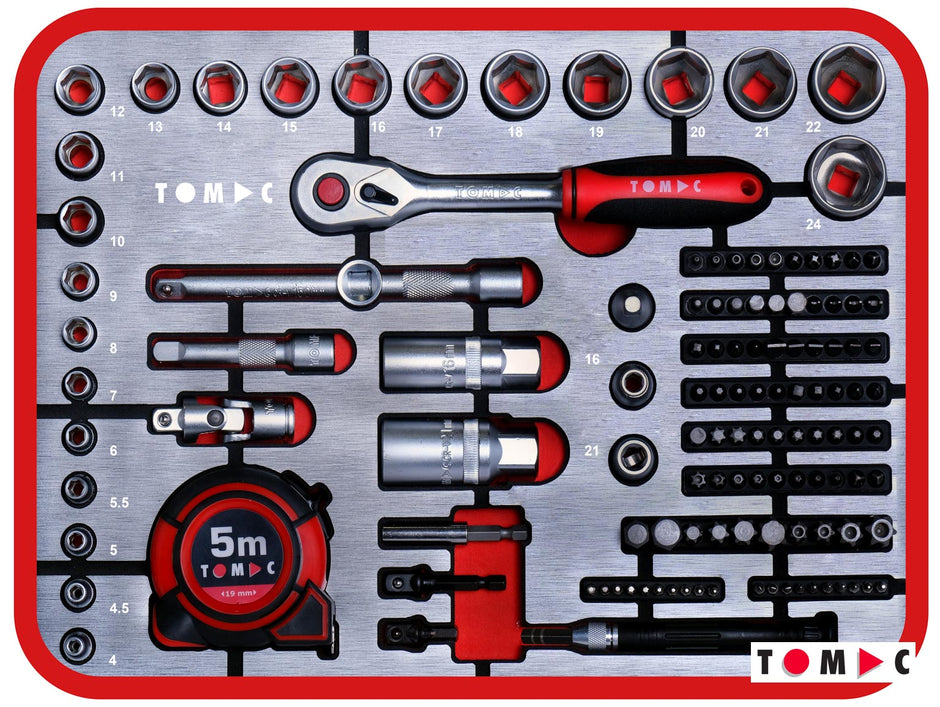 TC0118 Universal aluminum tool case - 180 pcs. 1/4" + 3/8" + 5/16" + 4 mm