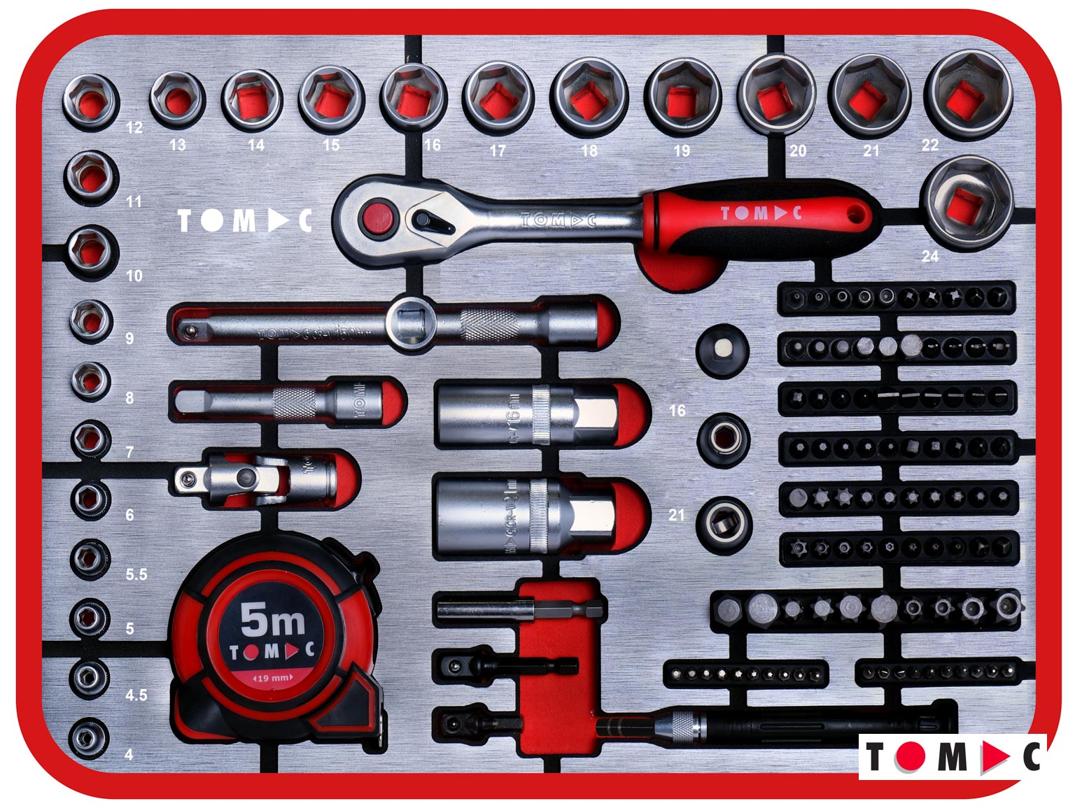 TC0118 Universal aluminum tool case - 180 pcs. 1/4