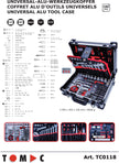 TC0118 Universal aluminum tool case - 180 pcs. 1/4