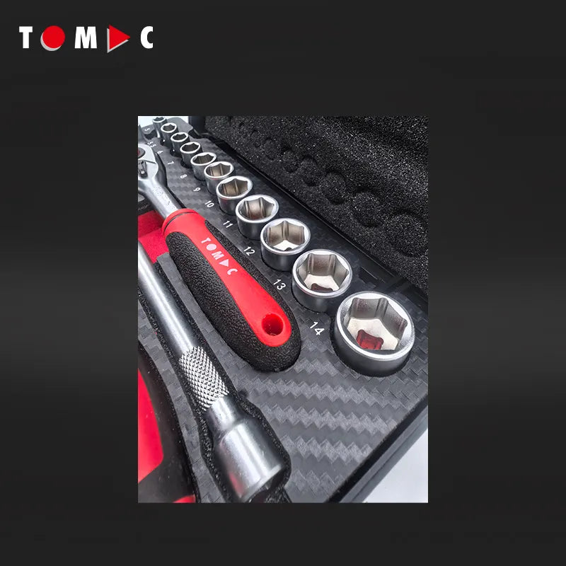 TC0120 Steckschlüssel Satz in ABS-Kasten - 44-tlg. 1/4