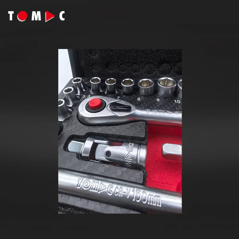 TC0120 Steckschlüssel Satz in ABS-Kasten - 44-tlg. 1/4