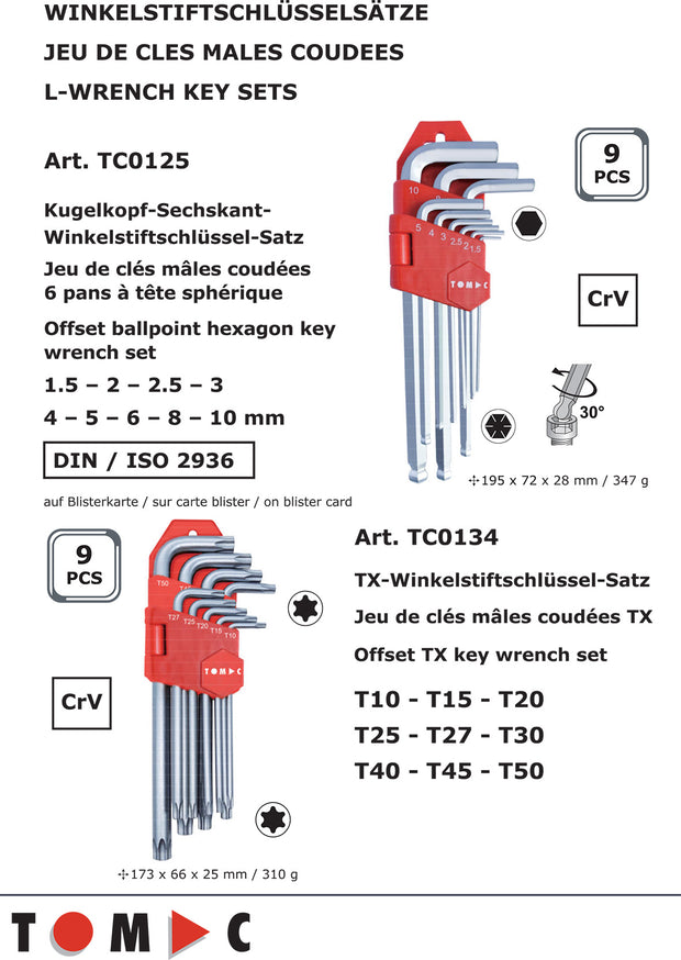 Promo Winkelstiftschlüsselsätze Sechskant und TX