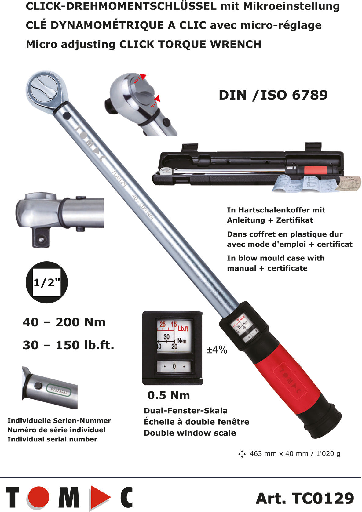 Sale ! TC0139 Universal Werkstattwagen, 283 Teile & TC0129 Drehmomentschlüssel 40-200 Nm 1/2