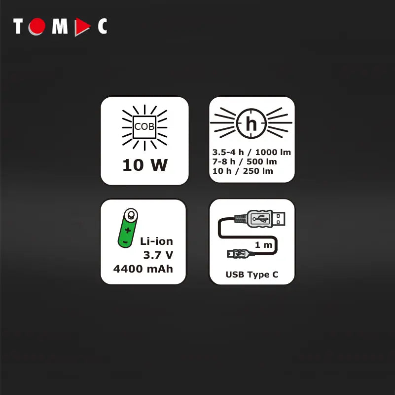 TC0509 LED Akku Baustrahler 10W / 1000 Lumen / USB-Powerbank 10 W